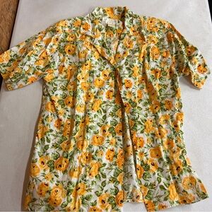 Vintage Huntington Ridge Floral Short Sleeve Button-Up Shirt - Size M